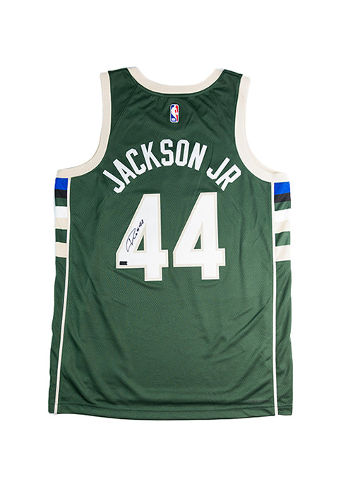 Signed Nike 2022 Icon Edition Andre Jackson Jr. Milwaukee Bucks Swingman Jersey-back