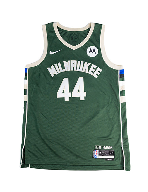 Signed Nike 2022 Icon Edition Andre Jackson Jr. Milwaukee Bucks Swingman Jersey-front