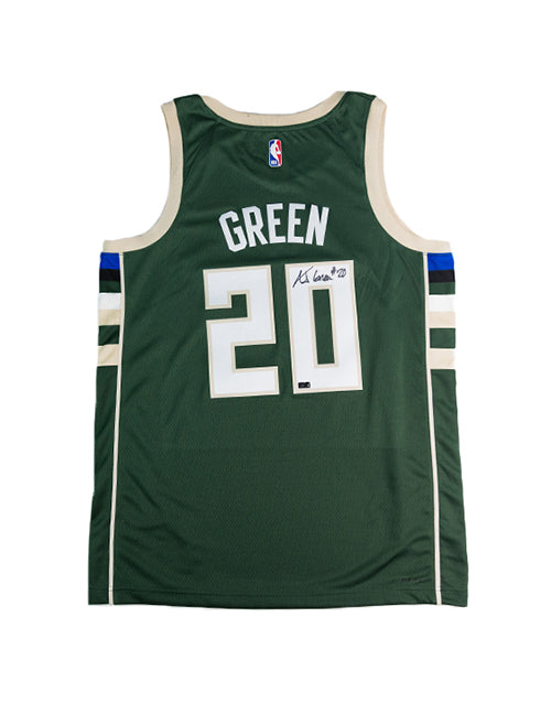 Signed Nike 2022 Icon Edition AJ Green Milwaukee Bucks Swingman Jersey-back
