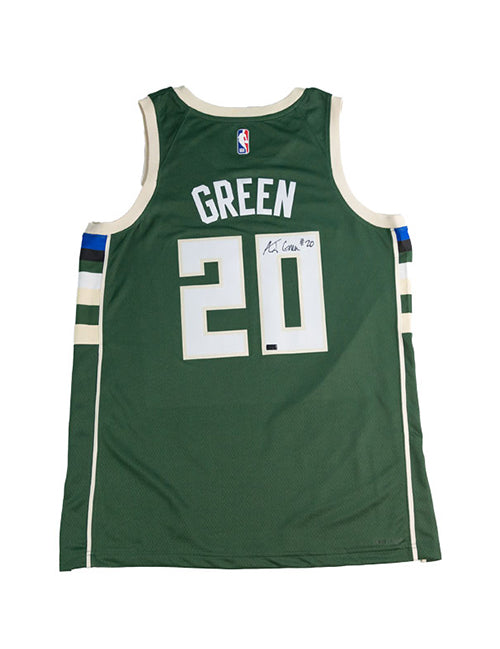 Signed Nike 2022 Icon Edition AJ Green Milwaukee Bucks Swingman Jersey=back