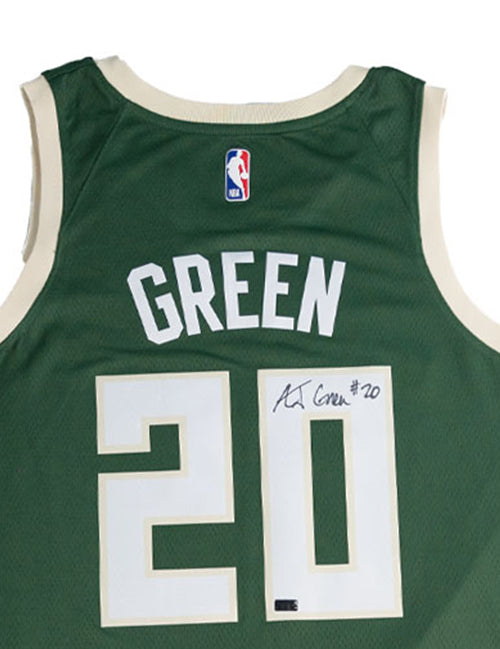 Signed Nike 2022 Icon Edition AJ Green Milwaukee Bucks Swingman Jersey-signature