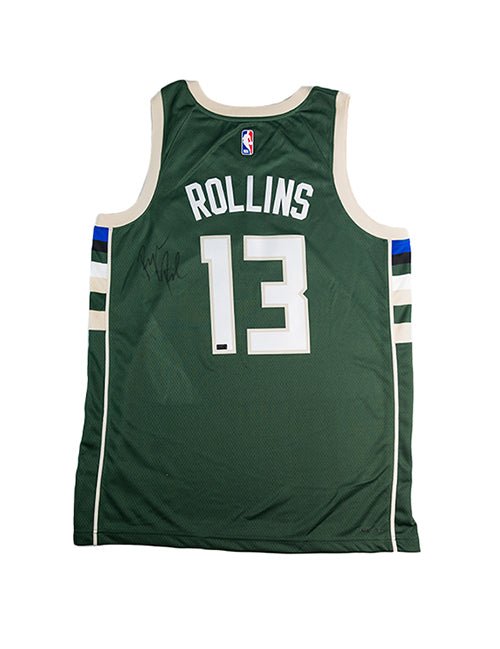 Signed Nike 2022 Icon Edition Ryan Rollins Milwaukee Bucks Swingman Jersey-back