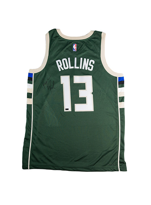 Signed Nike 2022 Icon Edition Ryan Rollins Milwaukee Bucks Swingman Jersey-back