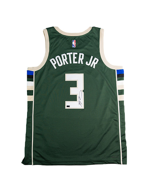 Signed Nike 2022 Icon Edition Kevin Porter Jr. Milwaukee Bucks Swingman Jersey-back
