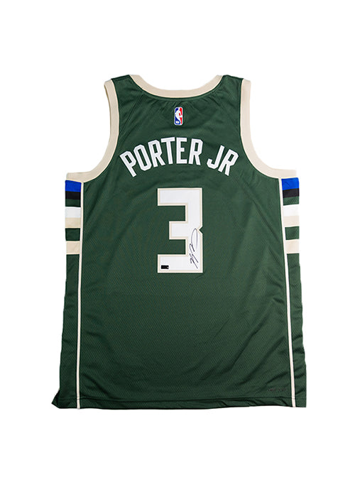 Signed Nike 2022 Icon Edition Kevin Porter Jr. Milwaukee Bucks Swingman Jersey-back
