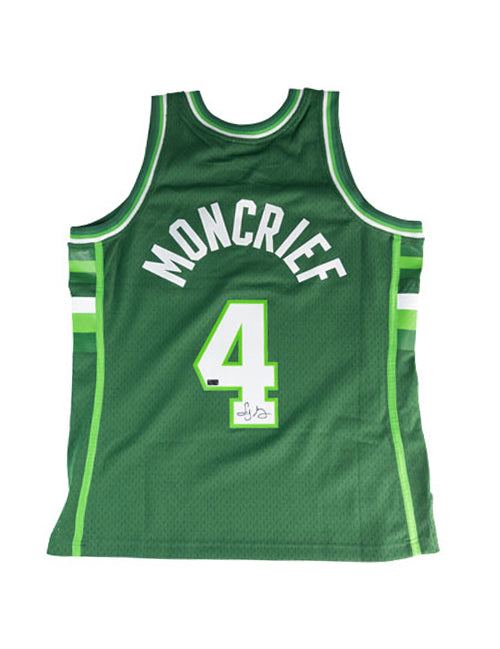 Signed Mitchell & Ness HWC '88 Sidney Moncrief Milwaukee Bucks Swingman Jersey-back