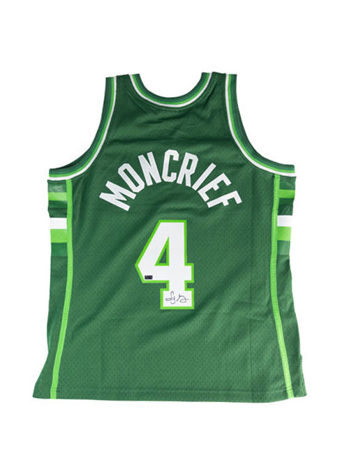 Signed Mitchell & Ness HWC '88 Sidney Moncrief Milwaukee Bucks Swingman Jersey-back