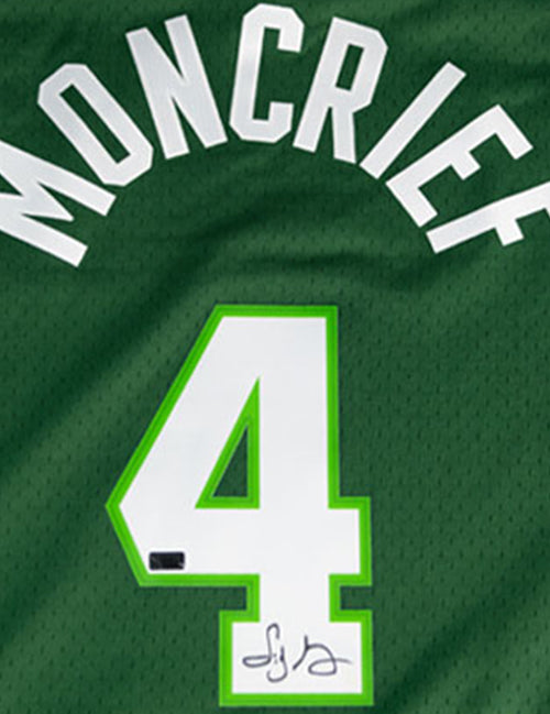 Signed Mitchell & Ness HWC '88 Sidney Moncrief Milwaukee Bucks Swingman Jersey-signature