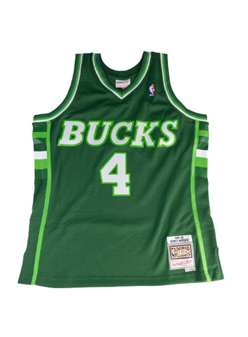 Signed Mitchell & Ness HWC '88 Sidney Moncrief Milwaukee Bucks Swingman Jersey-front