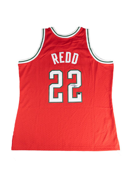 Signed Mitchell & Ness HWC '08 Michael Redd Milwaukee Bucks Swingman Jersey-back