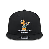 New Era 9Fifty HWC '68 Black Milwaukee Bucks Snapback Hat-front