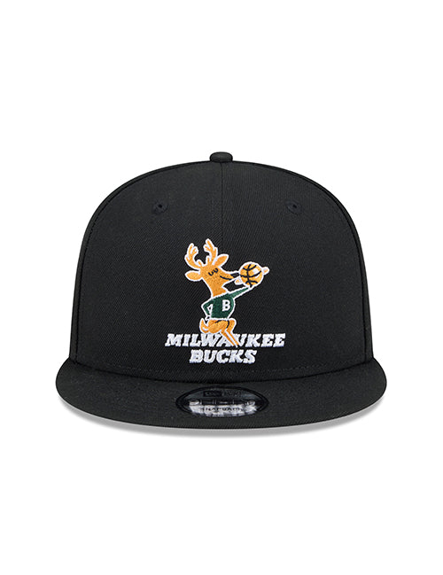New Era 9Fifty HWC '68 Black Milwaukee Bucks Snapback Hat-front