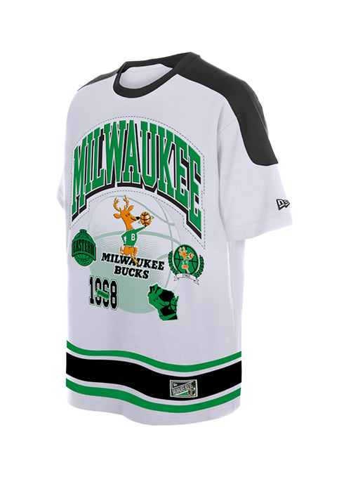 New Era Classics Stripe Milwaukee Bucks T-Shirt-front