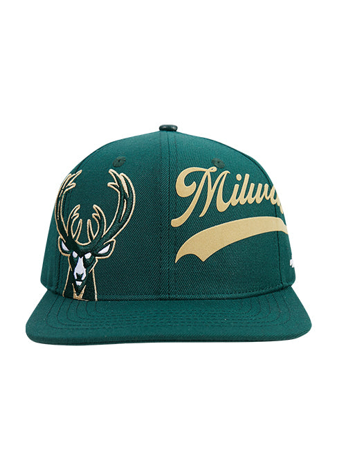 Pro Standard Living Large Green Milwaukee Bucks Snapback Hat-front