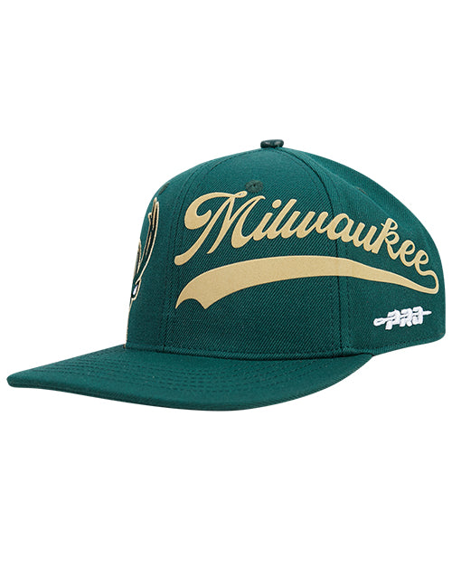 Pro Standard Living Large Green Milwaukee Bucks Snapback Hat-angled left
