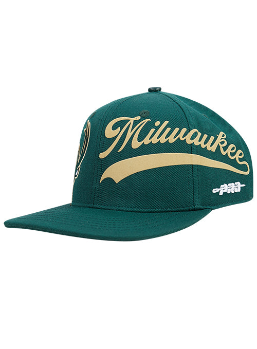 Pro Standard Living Large Green Milwaukee Bucks Snapback Hat-angled left