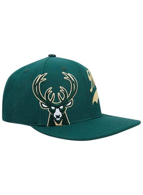 Pro Standard Living Large Green Milwaukee Bucks Snapback Hat-angled right