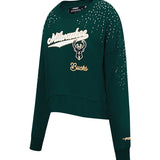 Women's Pro Standard Legacy Milwaukee Bucks Crewneck Sweatshirt-angled front