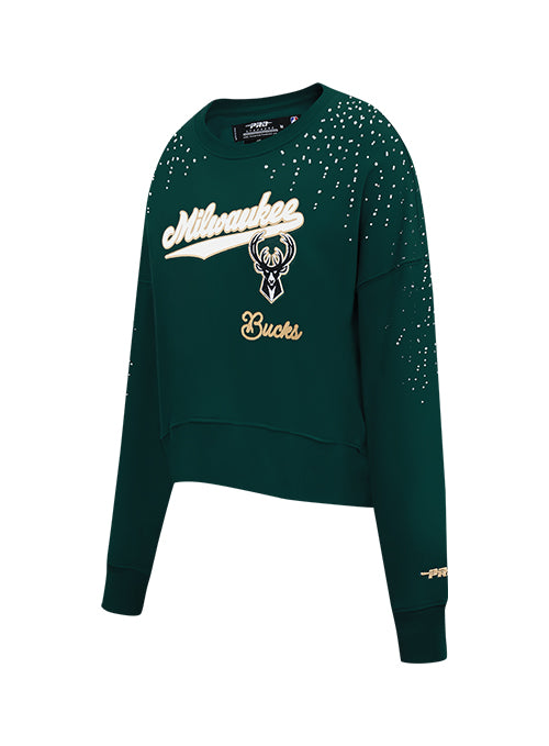 Women's Pro Standard Legacy Milwaukee Bucks Crewneck Sweatshirt-angled front