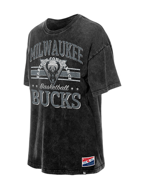 Women's New Era Throwback Stripes Milwaukee Bucks T-Shirt-front