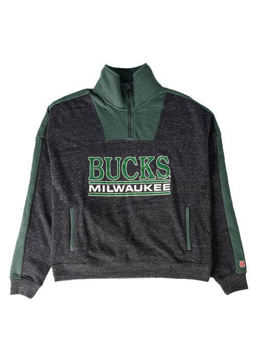 Women's Homage Wordmark Milwaukee Bucks 1/4 Zip Sweatshirt