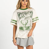 Women's The Wild Collective Vintage Milwaukee Bucks Drop Shoulder T-Shirt-front