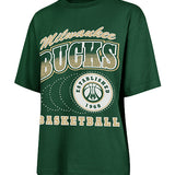 Women's '47 Brand Foundation Shimmer Shot Milwaukee Bucks T-Shirt-front