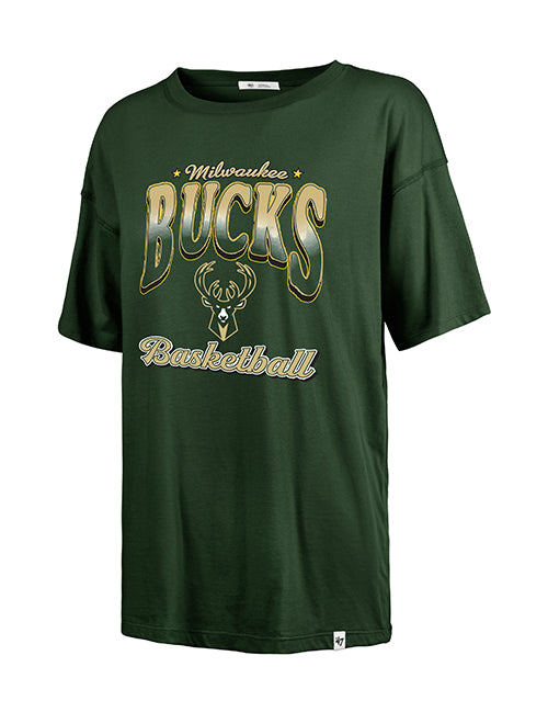 Women's '47 Brand Sadie Vibe Check Milwaukee Bucks T-Shirt-front
