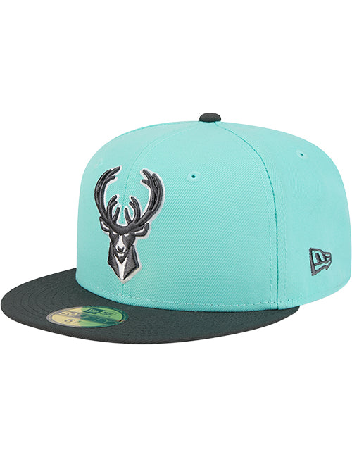 New Era 59Fifty Two Toned Color Pack Mint Milwaukee Bucks Fitted Hat-left