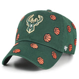 '47 Brand Confetti Basketball Clean Up Milwaukee Bucks Adjustable Hat-front