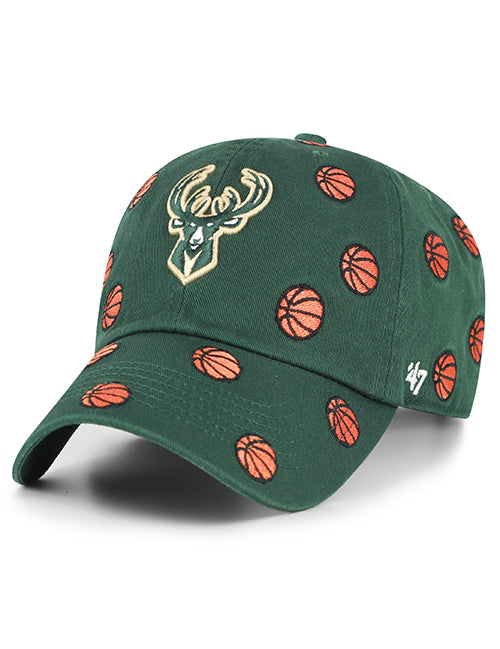 '47 Brand Confetti Basketball Clean Up Milwaukee Bucks Adjustable Hat-front
