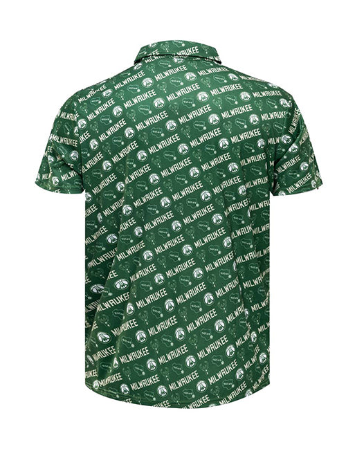 Bucks Pro Shop All Over Print Milwaukee Bucks Polo-back