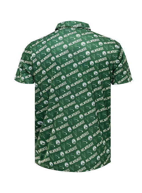 Bucks Pro Shop All Over Print Milwaukee Bucks Polo-back