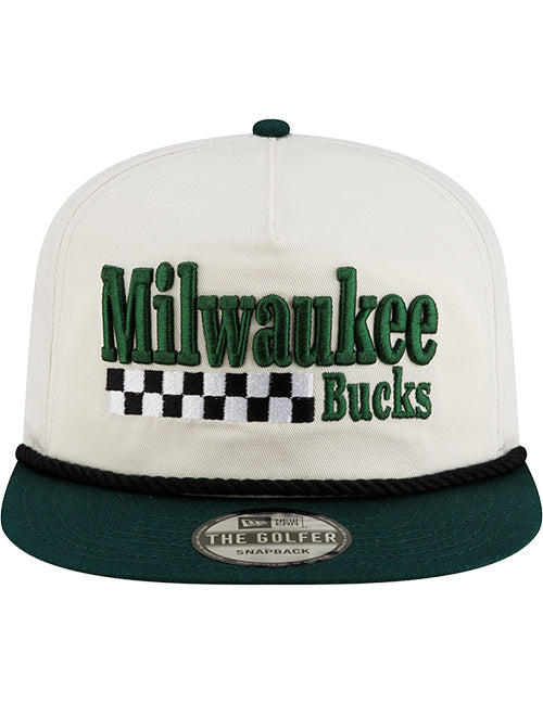New Era 9Fifty Racer Golfer Milwaukee Bucks Snapback Hat-front