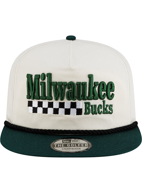 New Era 9Fifty Racer Golfer Milwaukee Bucks Snapback Hat-front