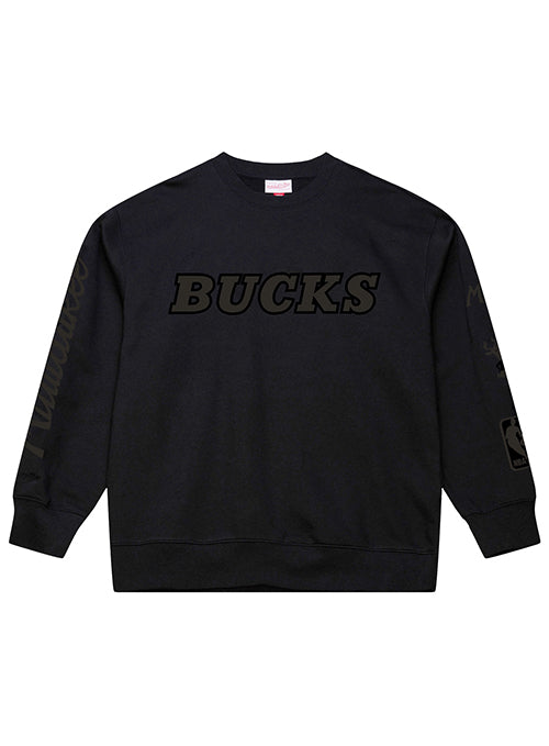 Mitchell & Ness HWC '68 Phantom Black Milwaukee Bucks Crewneck Sweatshirt-front