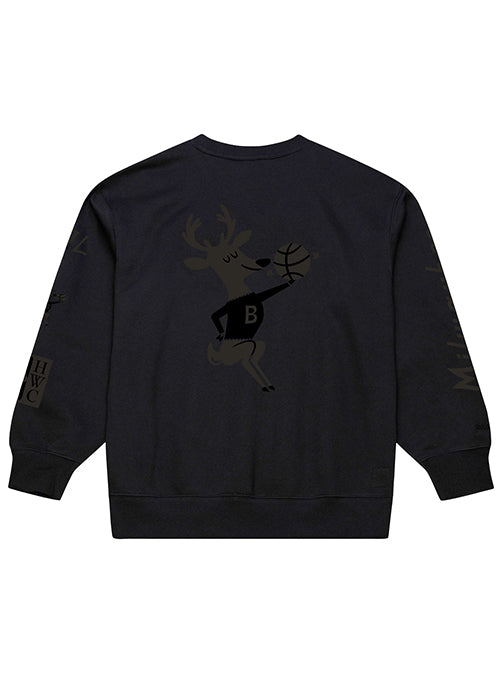 Mitchell & Ness HWC '68 Phantom Black Milwaukee Bucks Crewneck Sweatshirt-back