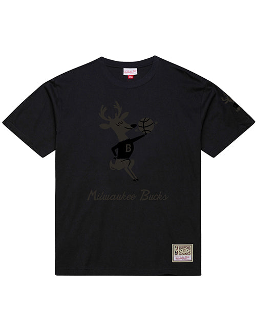 Mitchell & Ness HWC '68 Phantom Black Milwaukee Bucks T-Shirt-front