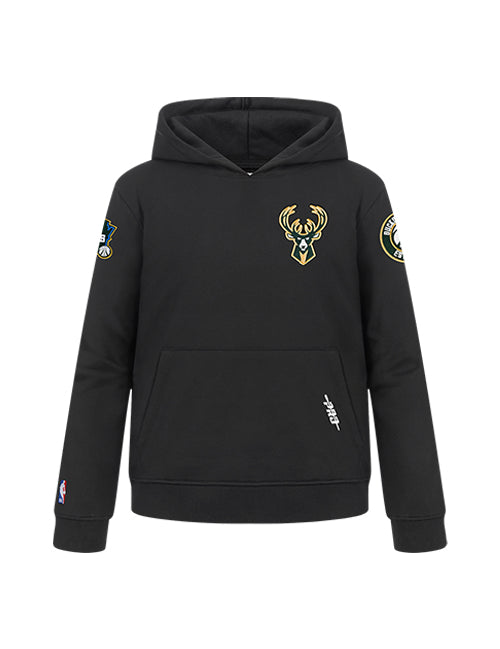 Youth Pro Standard Classic Black Milwaukee Bucks Hooded Sweatshirt-front