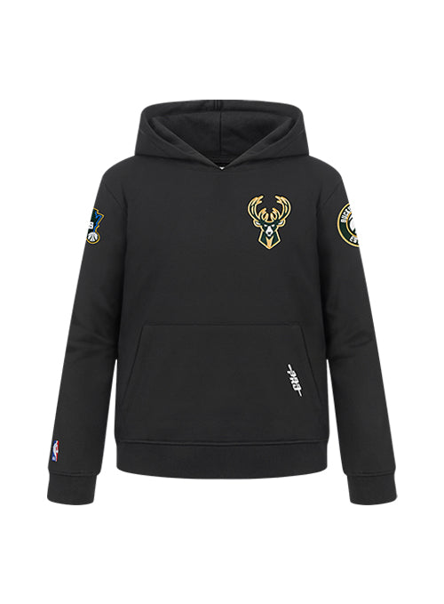 Youth Pro Standard Classic Black Milwaukee Bucks Hooded Sweatshirt-front