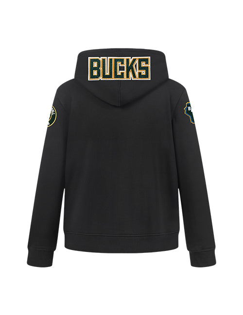 Youth Pro Standard Classic Black Milwaukee Bucks Hooded Sweatshirt-back