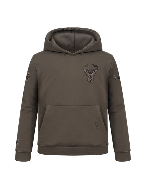 Youth Pro Standard Neutral Brown Milwaukee Bucks Hooded Sweatshirt-front