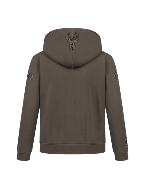 Youth Pro Standard Neutral Brown Milwaukee Bucks Hooded Sweatshirt-back