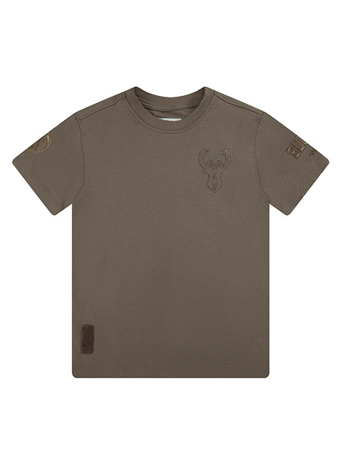 Youth Pro Standard Neutral Brown Milwaukee Bucks T-Shirt-front