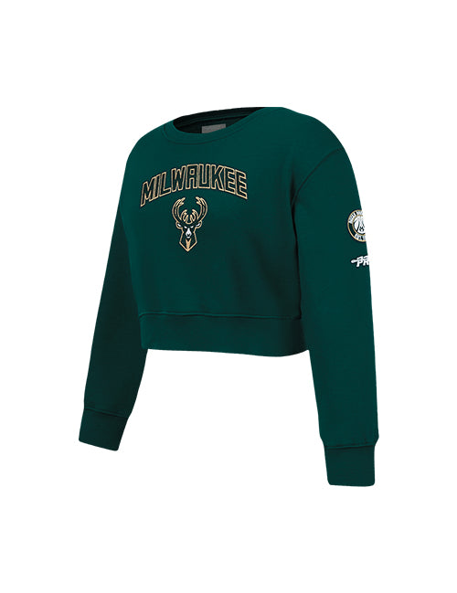 Youth Girl's Pro Standard Classic Milwaukee Bucks Crewneck Sweatshirt-angled front