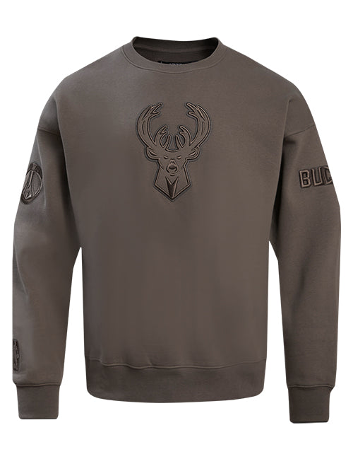 Pro Standard Neutral Brown Milwaukee Bucks Crewneck Sweatshirt-front