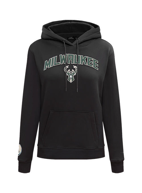 Women's Pro Standard Classic Black Milwaukee Bucks Sweatshirt-front
