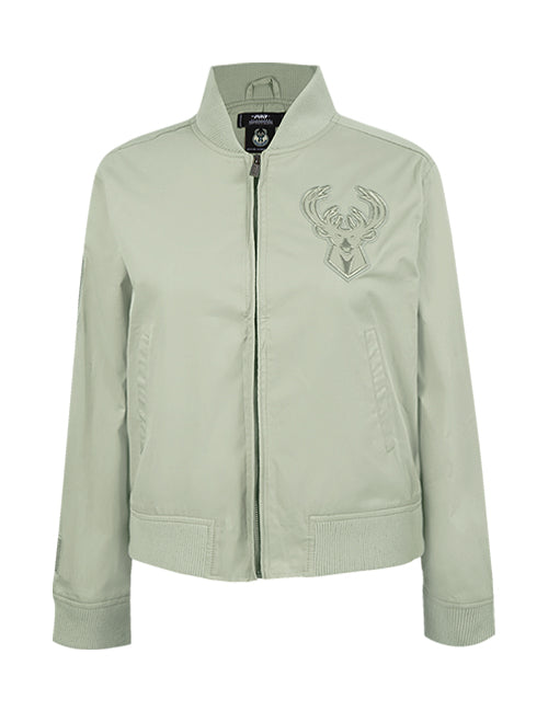 Women's Pro Standard Neutral Milwaukee Bucks Twill Jacket-front