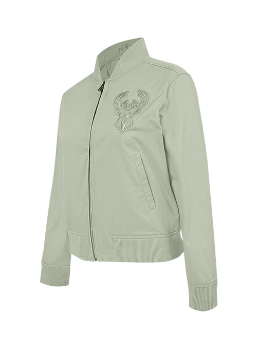 Women's Pro Standard Neutral Milwaukee Bucks Twill Jacket-angled front