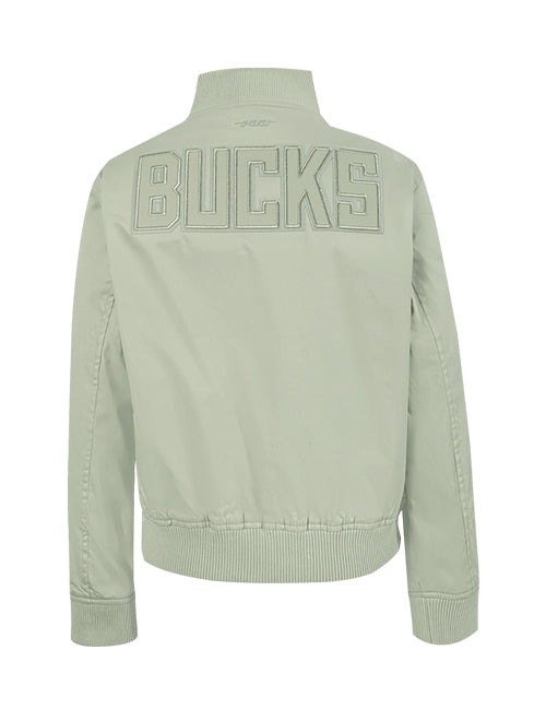 Women's Pro Standard Neutral Milwaukee Bucks Twill Jacket-back